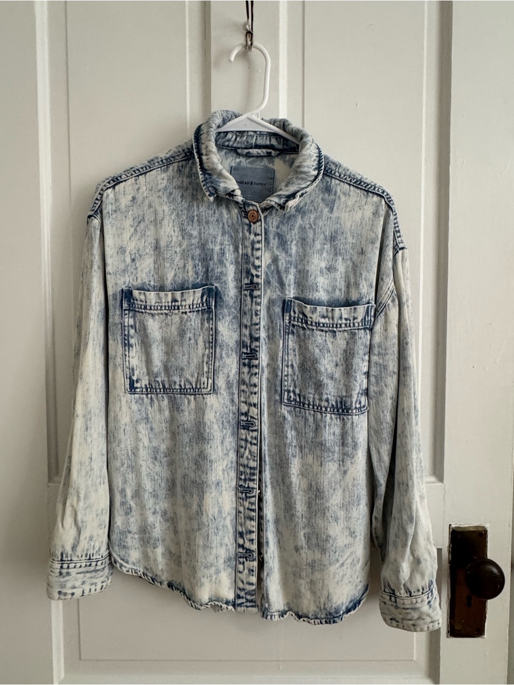 Thread & Supply Light Blue Acid-Wash Denim Jacket